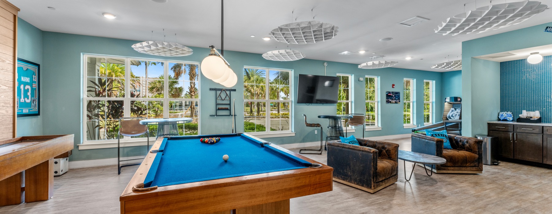 game room with billiards table 
