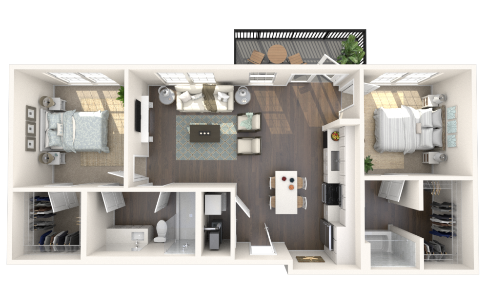 Summer Rentals - 2 Bedroom - 2 bedroom floorplan layout with 2 bathrooms and 963 - 1056 square feet